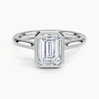 18K Solid Gold Emerald Bezel Diamond Engagement Ring