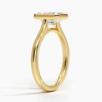 18K Solid Gold Emerald Bezel Diamond Engagement Ring