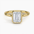 18K Solid Gold Emerald Bezel Diamond Engagement Ring