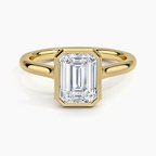 18K Solid Gold Emerald Bezel Diamond Engagement Ring