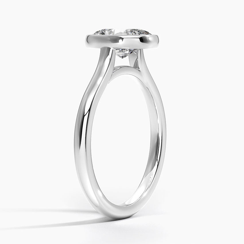 18K Solid Gold Oval Bezel Diamond Engagement Ring