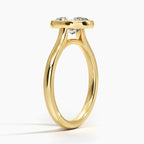 18K Solid Gold Oval Bezel Diamond Engagement Ring