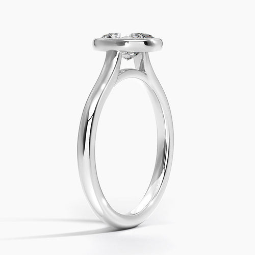 Bezel Lab Grown Diamond Engagement Ring 18K Gold - Oval