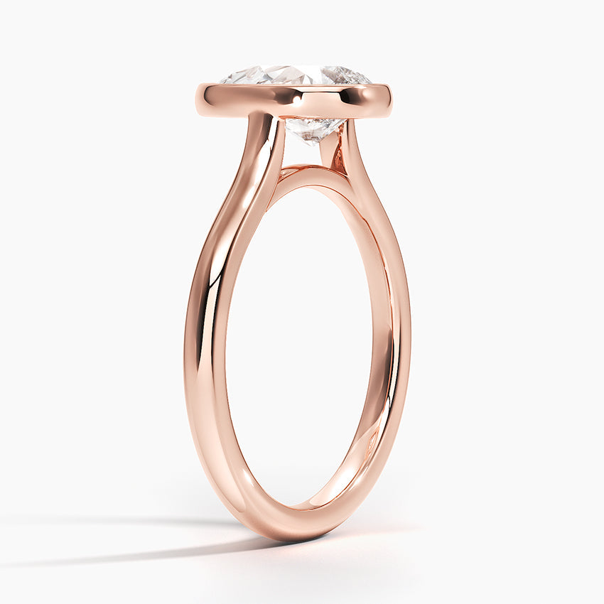 18K Solid Gold Pear Bezel Diamond Engagement Ring
