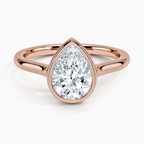 18K Solid Gold Pear Bezel Diamond Engagement Ring