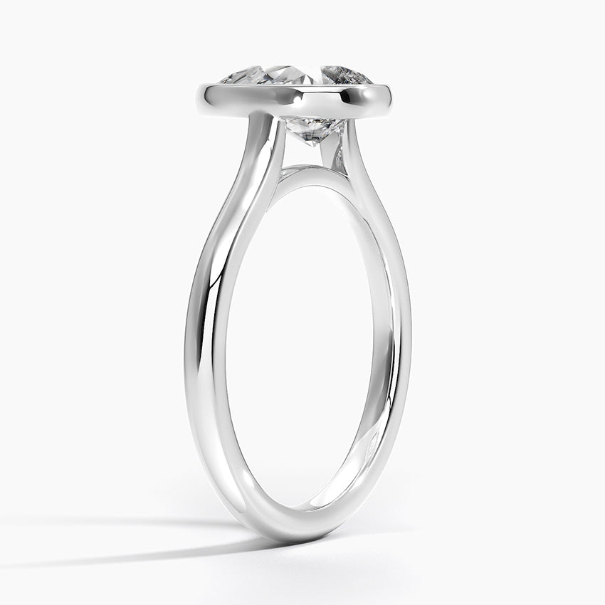 18K Solid Gold Pear Bezel Diamond Engagement Ring