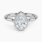 18K Solid Gold Pear Bezel Diamond Engagement Ring