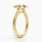 18K Solid Gold Pear Bezel Diamond Engagement Ring
