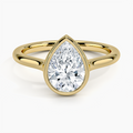 18K Solid Gold Pear Bezel Diamond Engagement Ring