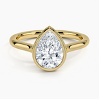 18K Solid Gold Pear Bezel Diamond Engagement Ring