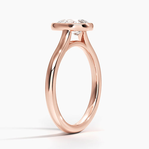 Bezel Lab Grown Diamond Engagement Ring 18K Gold- Pear