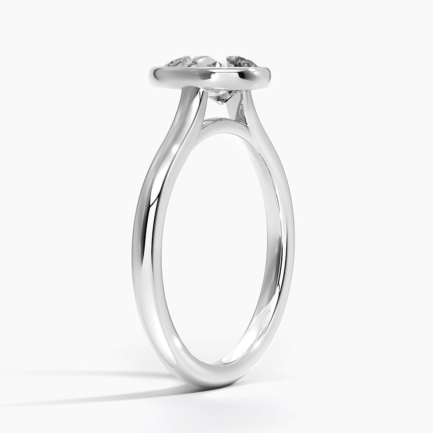 Bezel Lab Grown Diamond Engagement Ring 18K Gold- Pear