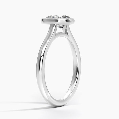 Bezel Lab Grown Diamond Engagement Ring 18K Gold- Pear