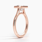 18K Solid Gold Princess Bezel Diamond Engagement Ring