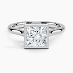 18K Solid Gold Princess Bezel Diamond Engagement Ring