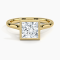 18K Solid Gold Princess Bezel Diamond Engagement Ring