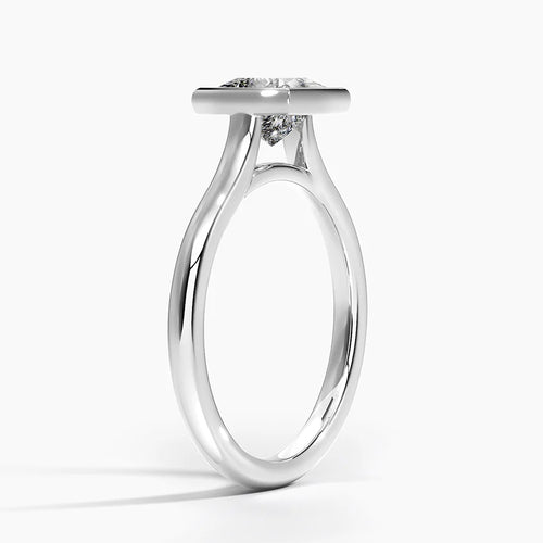 Bezel Lab Grown Diamond Engagement Ring 18K Gold- Princess