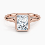 18K Solid Gold Radiant Bezel Lab Grown Diamond Ring