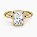 18K Solid Gold Radiant Bezel Lab Grown Diamond Ring