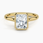 18K Solid Gold Radiant Bezel Lab Grown Diamond Ring