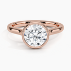 18K Solid Gold Round Bezel Diamond Engagement Ring