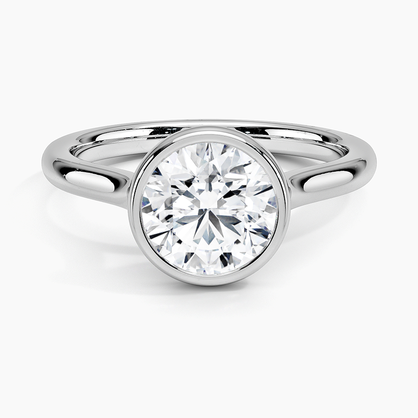 18K Solid Gold Round Bezel Diamond Engagement Ring