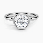 18K Solid Gold Round Bezel Diamond Engagement Ring