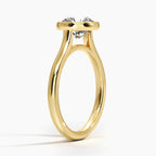 18K Solid Gold Round Bezel Diamond Engagement Ring