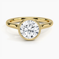 18K Solid Gold Round Bezel Diamond Engagement Ring