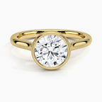 18K Solid Gold Round Bezel Diamond Engagement Ring