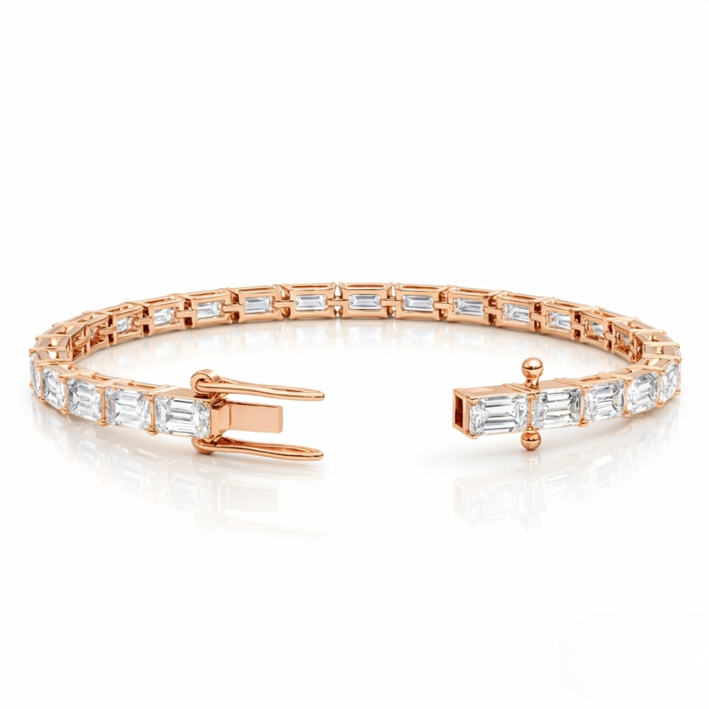 Emerald East-West Tennis Lab Diamond Bracelet (10 ct. tw.) 18K Gold