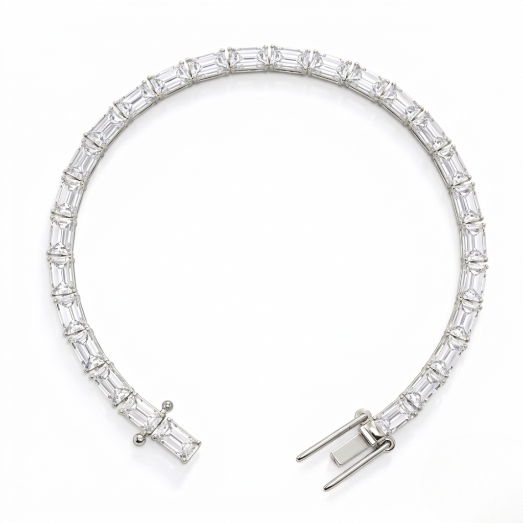 Emerald East-West Tennis Lab Diamond Bracelet (4 ct. tw.) 18K Gold