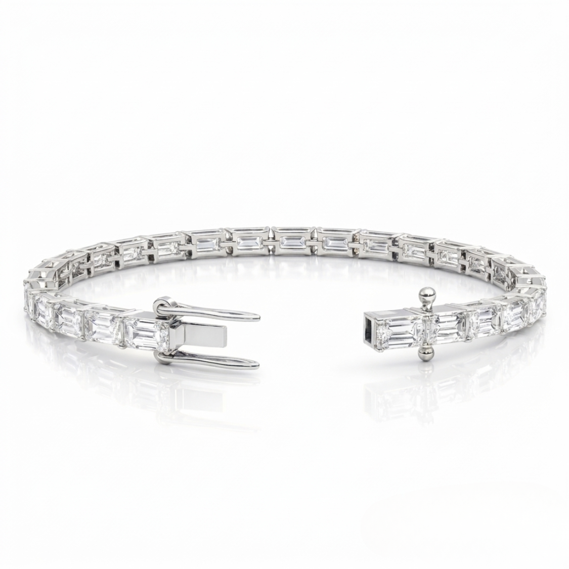 Emerald East-West Tennis Lab Diamond Bracelet (4 ct. tw.) 18K Gold