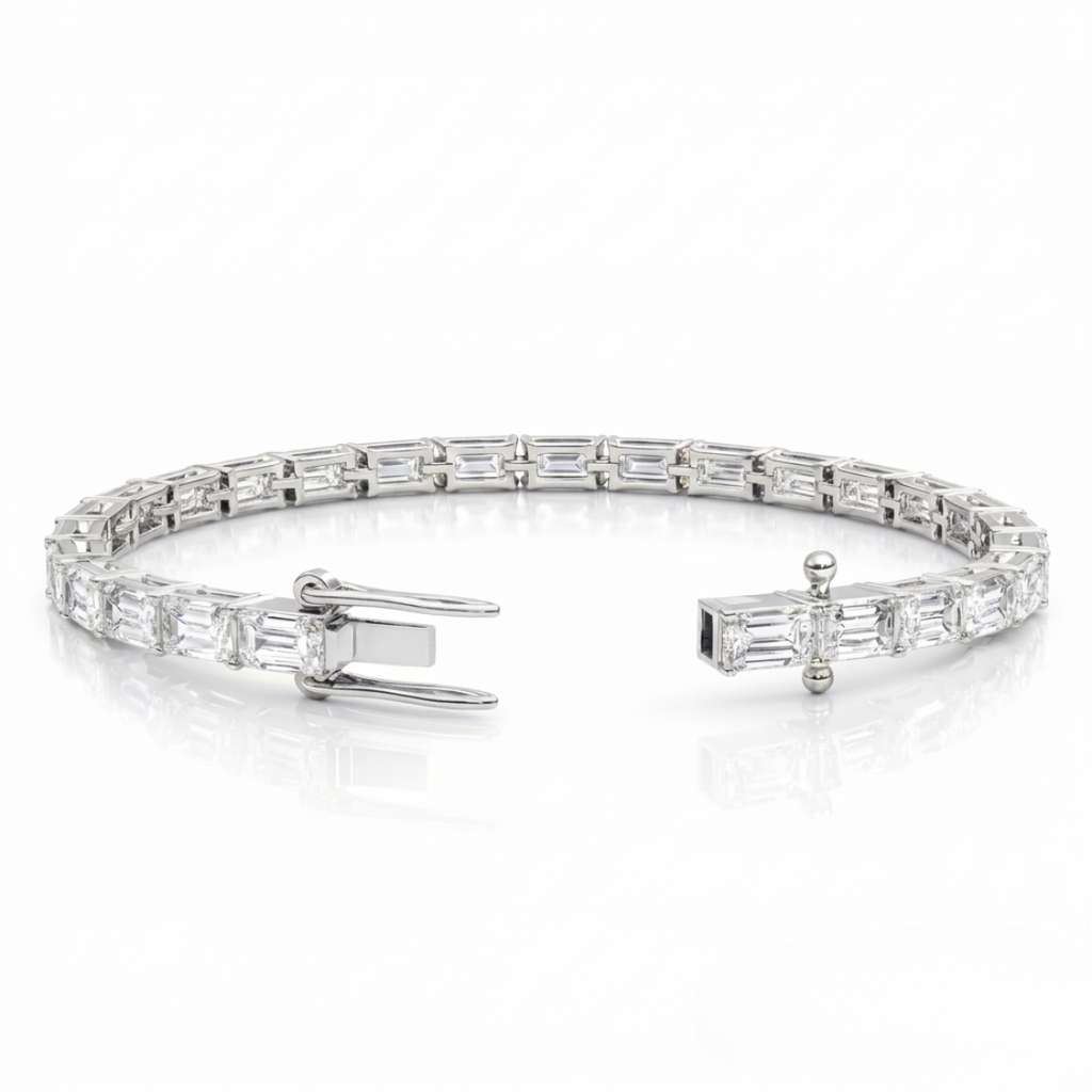 Emerald East-West Tennis Lab Diamond Bracelet (10 ct. tw.) 18K Gold