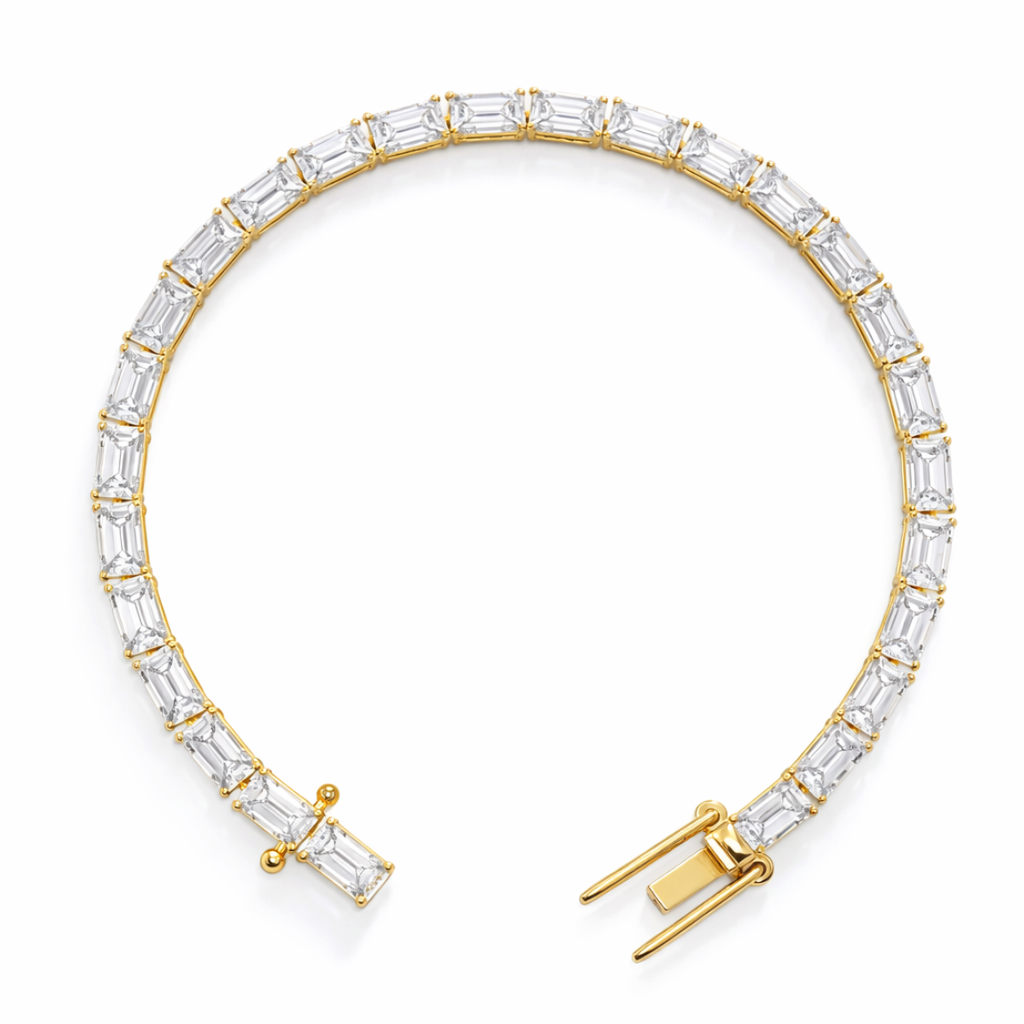 Emerald East-West Tennis Lab Diamond Bracelet (8 ct. tw.) 18K Gold