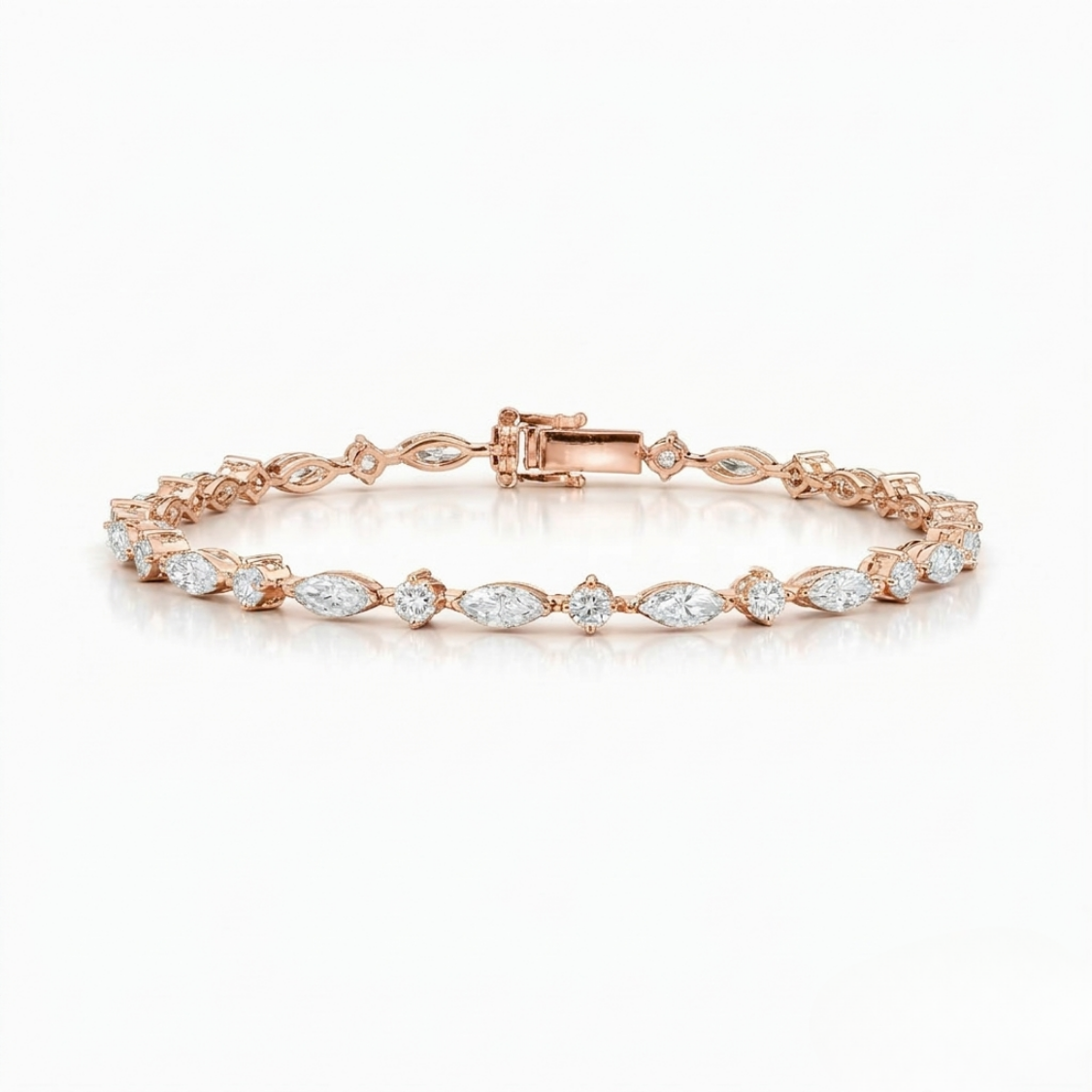 Marquise and Round Tennis Lab Diamond Bracelet (8 ct. tw.) 18K Gold
