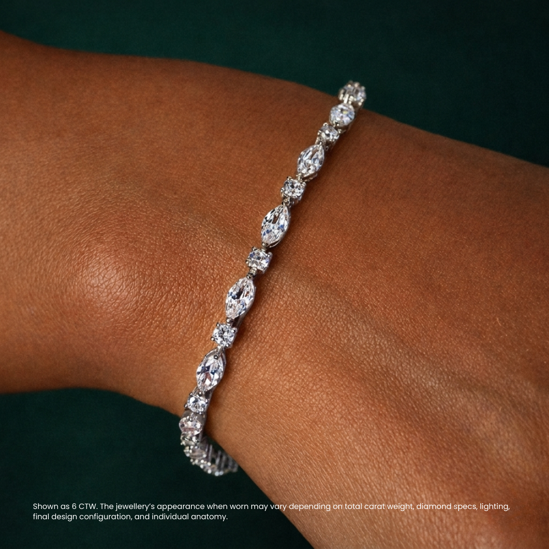 Marquise and Round Tennis Lab Diamond Bracelet (6 ct. tw.) 18K Gold