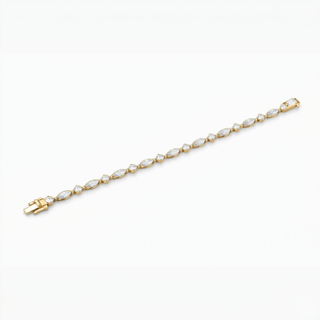 Marquise and Round Tennis Lab Diamond Bracelet (8 ct. tw.) 18K Gold