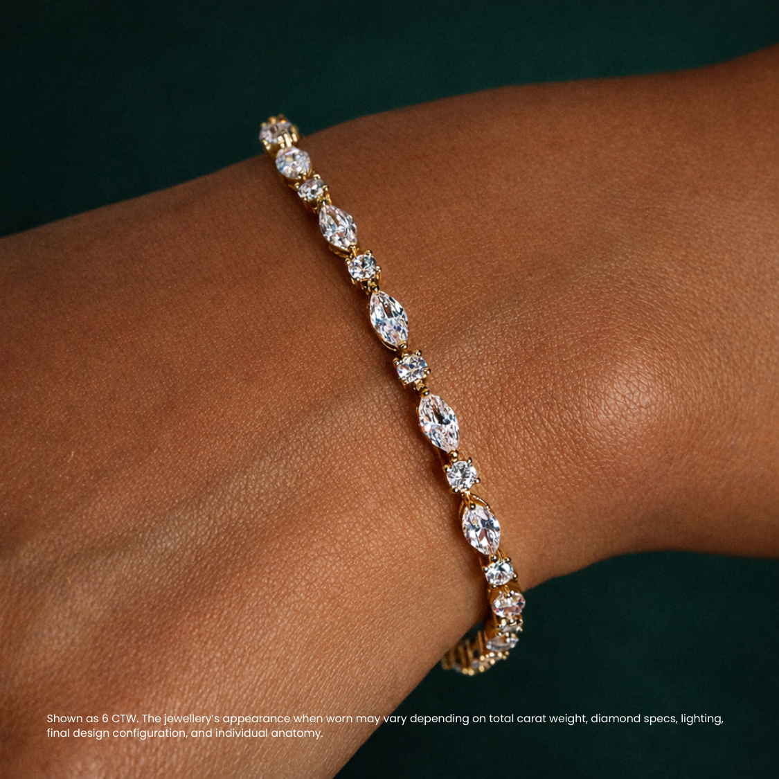 Marquise and Round Tennis Lab Diamond Bracelet (7 ct. tw.) 18K Gold