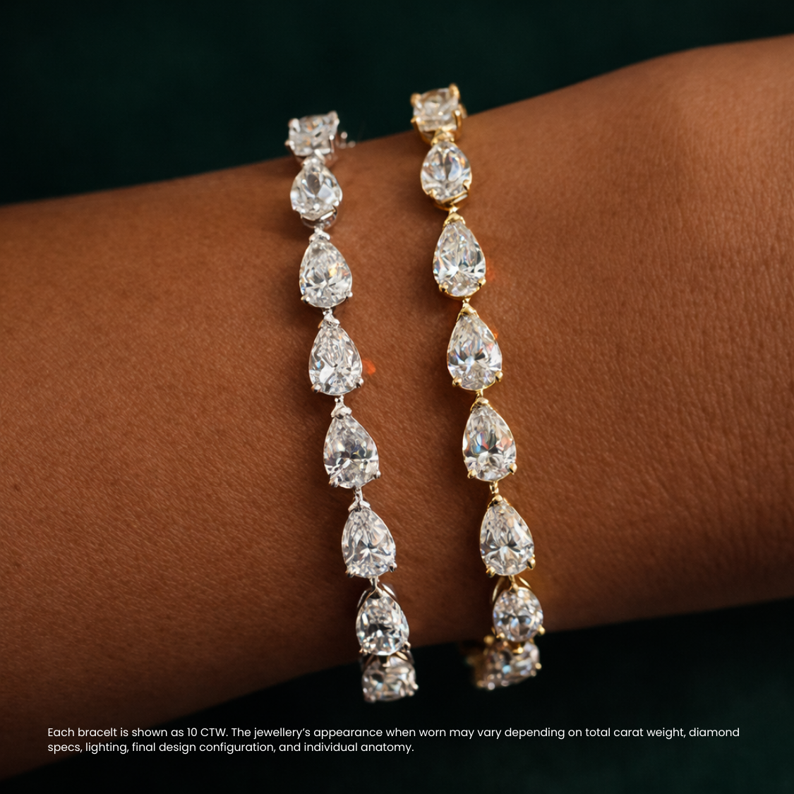 Pear East-West Tennis Lab Diamond Bracelet (5 ct. tw.) 18K Gold