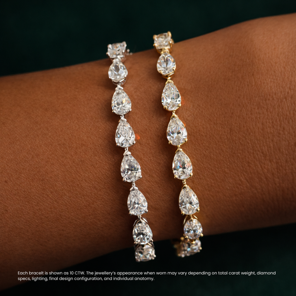 Pear East-West Tennis Lab Diamond Bracelet (7 ct. tw.) 18K Gold