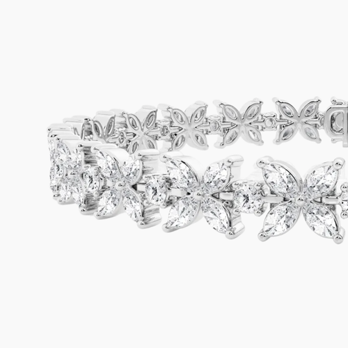 Bloomline Multi Shape Marquise and Round Lab Diamond Bracelet (10 ct. tw.) 18K White Gold