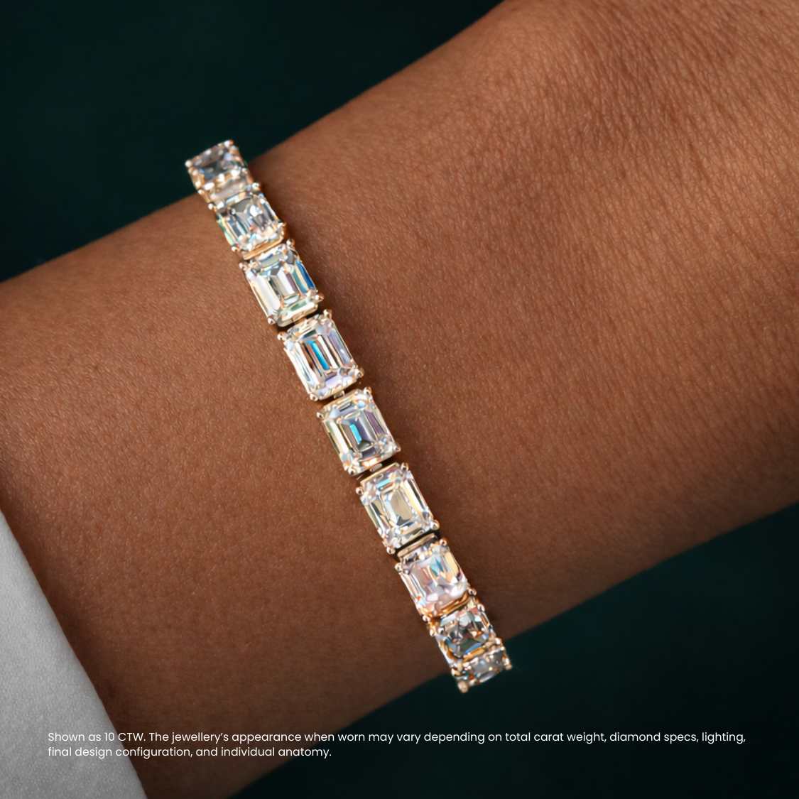 Emerald East-West Tennis Lab Diamond Bracelet (7 ct. tw.) 18K Gold
