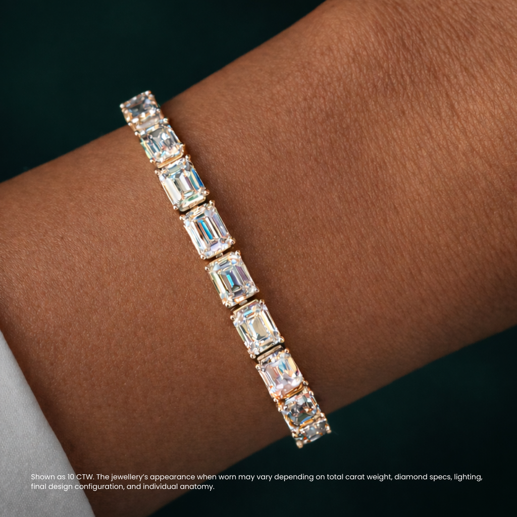 Emerald East-West Tennis Lab Diamond Bracelet (3 ct. tw.) 18K Gold