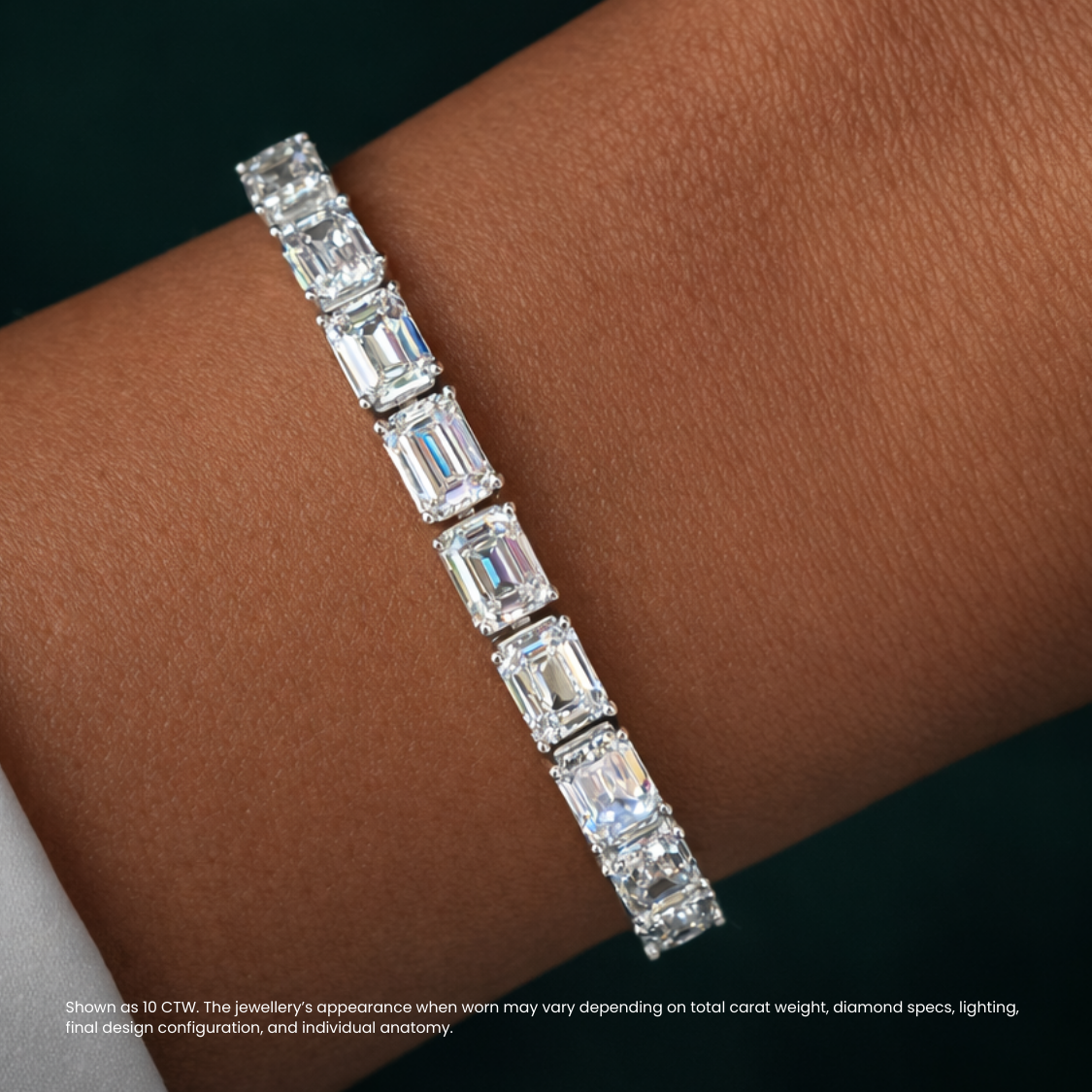 Emerald East-West Tennis Lab Diamond Bracelet (6 ct. tw.) 18K Gold