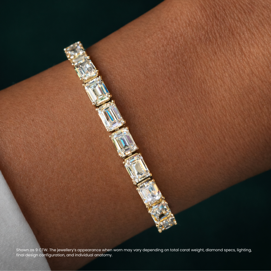 Emerald East-West Tennis Lab Diamond Bracelet (5 ct. tw.) 18K Gold