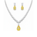 36 Carat Pear Lab-Grown Diamond Bridal Jewelry Set (Necklace & Earrings) in 18K White Gold