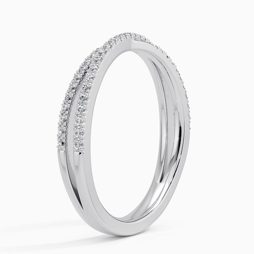 18K Solid Gold Liaison Knot Pavé Lab Diamond Wedding Band