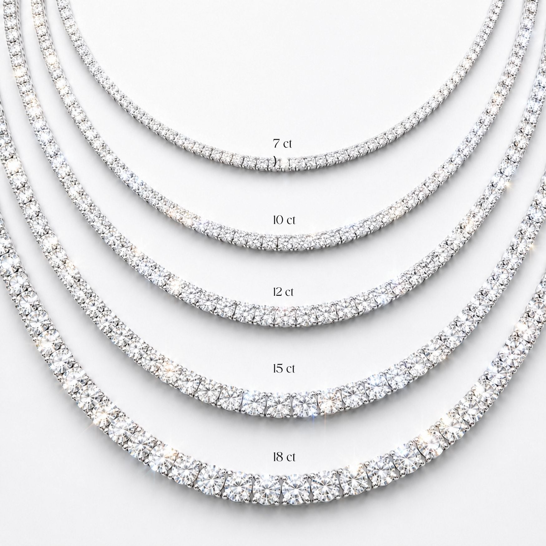 14.5 Carat Tennis Classic Lab Grown Diamond Necklace 18K Gold | 16.5 in ∼ 42.5 cm
