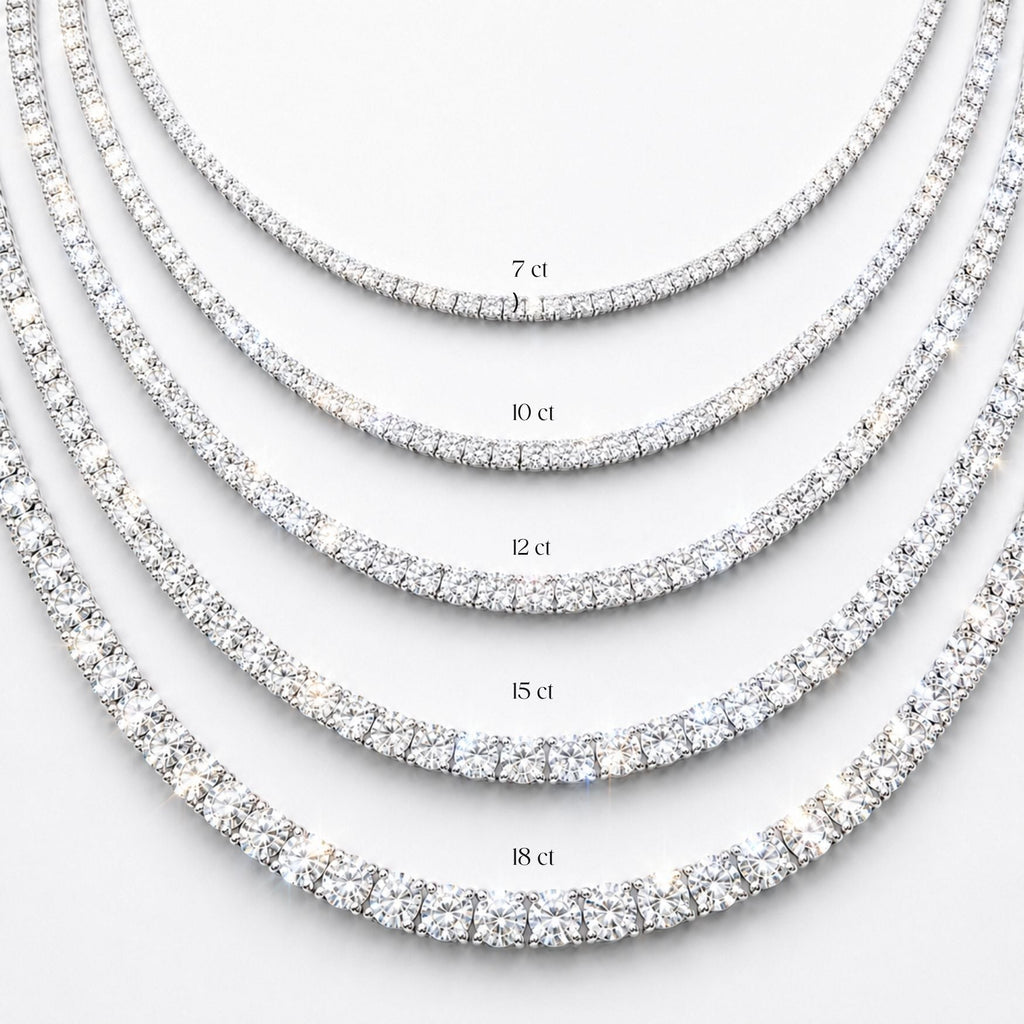 11 Carat Tennis Classic Lab Grown Diamond Necklace 18K Gold | 16.5 in ∼ 42.5 cm